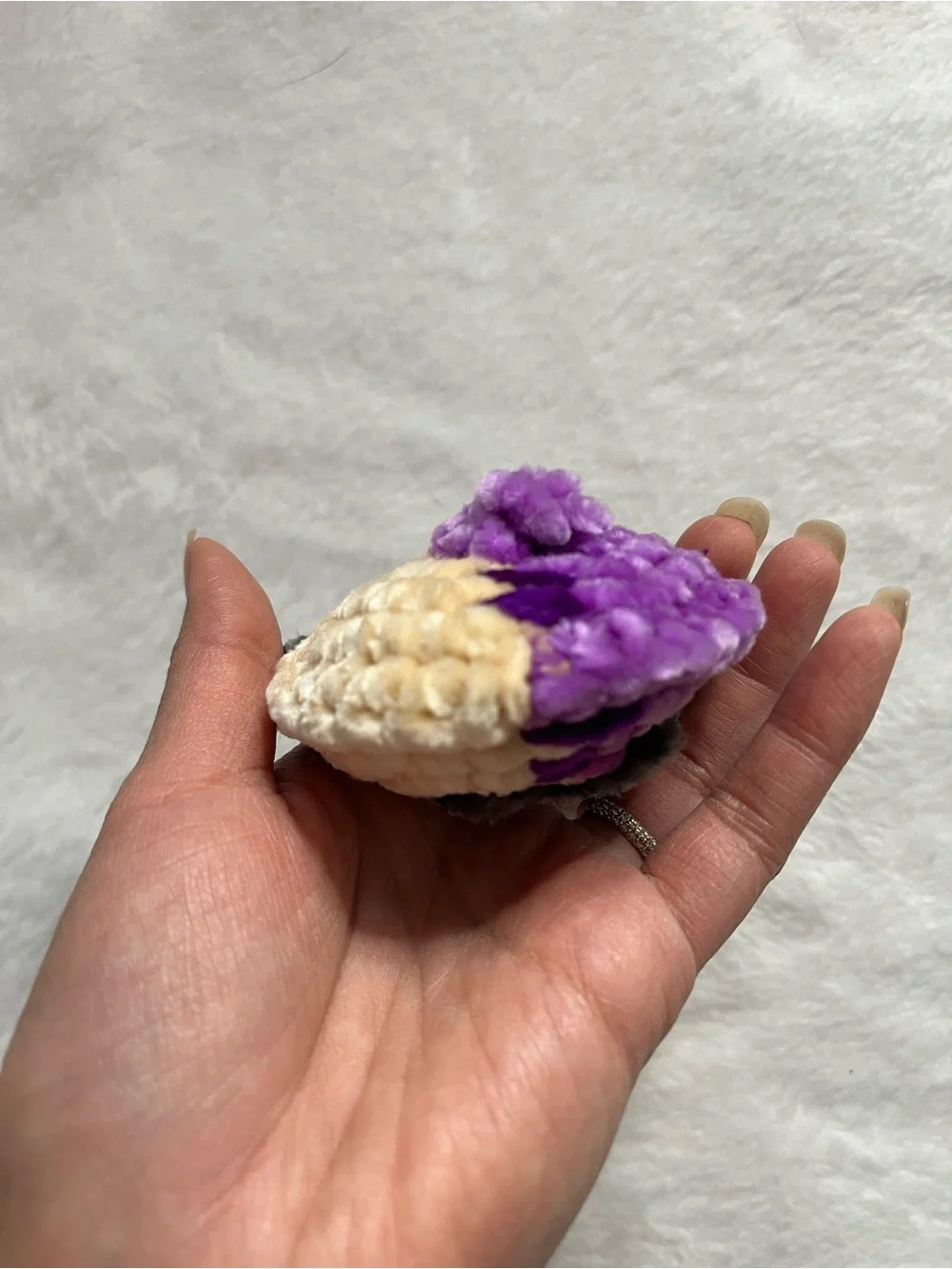 Pug zombie half purple zombie w/ x eyes half fawn Pug Keychain handmade crochet